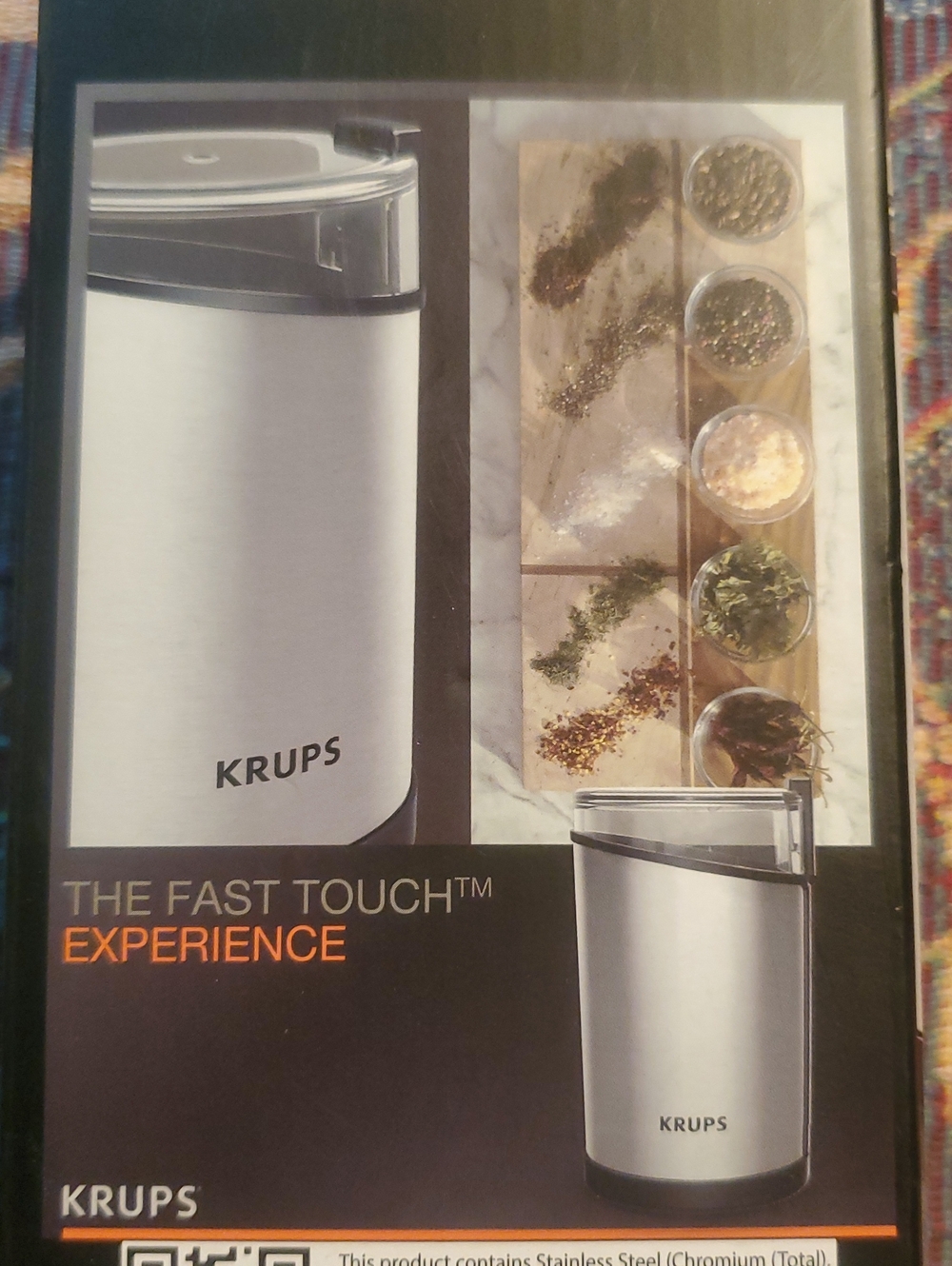KRUPS Fast Touch Coffee & Spice Grinder - Silver/Black NIB - Picture 4 of 4